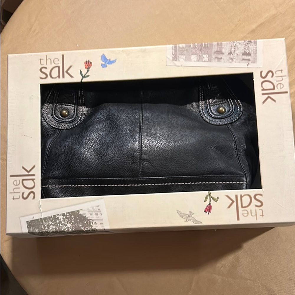 NIB The Sak Black Leather Iris Shopper Tote Bag